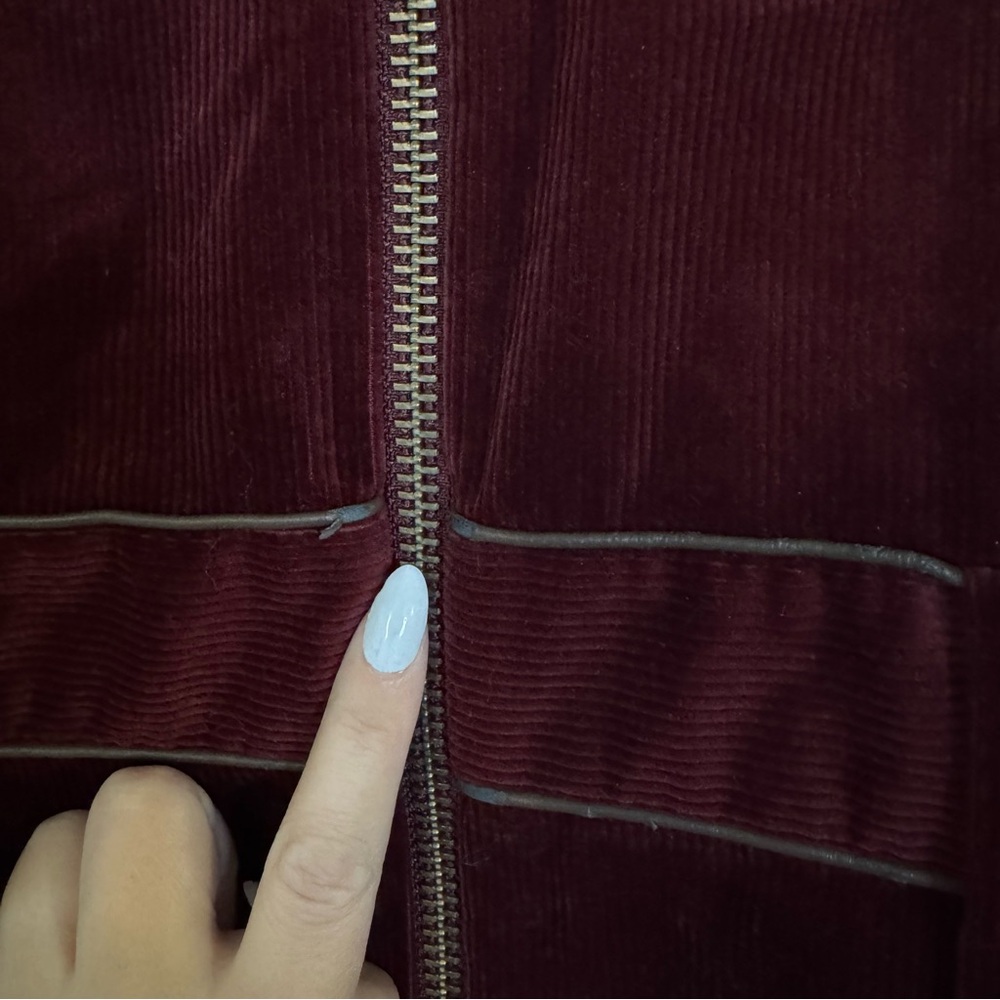 Veronica beard Orial Burgundy corduroy Sleeveless zip front mini Dress - Picture 9 of 9